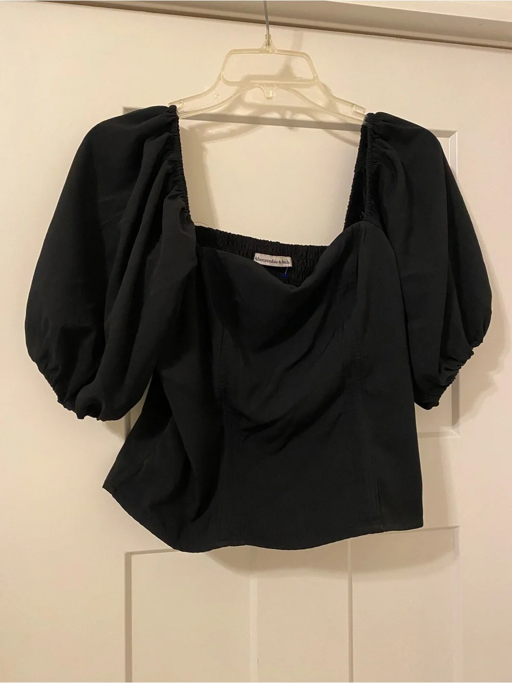 Abercrombie & Fitch Puff Sleeve Smock Back Blouse
